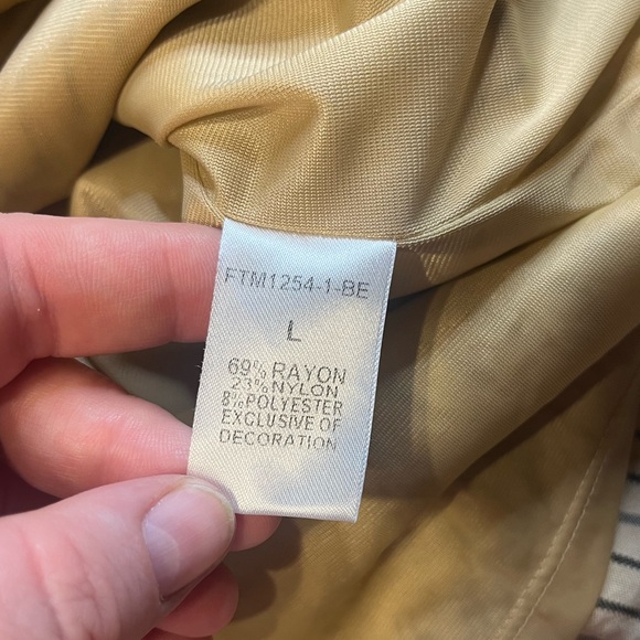 Embroidered striped shift dress tunic length tan casual THML size Large casual - Picture 6 of 10